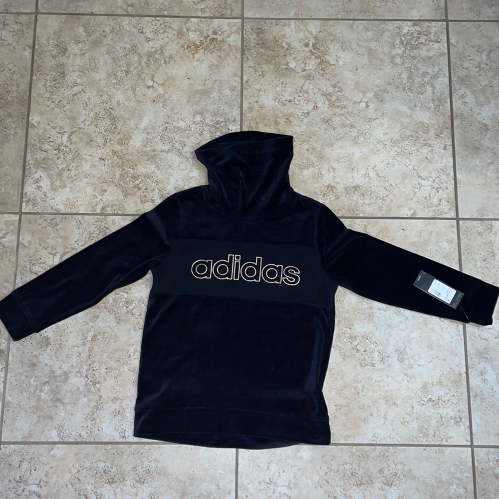 Adidas Velour Funnel Neck Pullover NWT